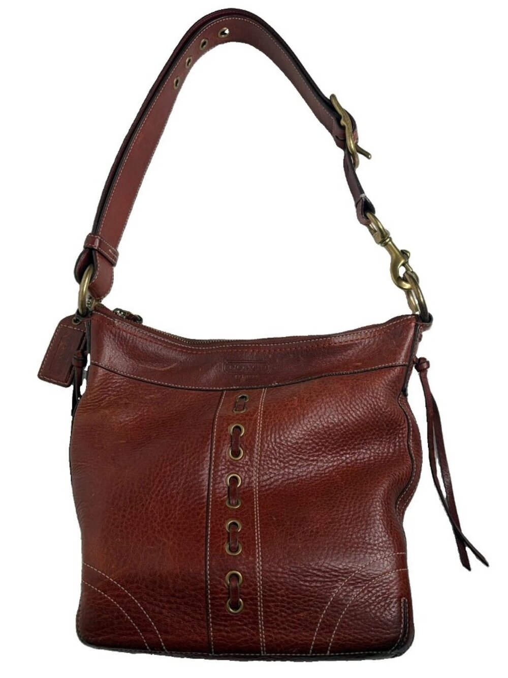 Vintage Y2K Coach Chelsea Laced Hobo F06S-10399 Brown Leather Shoulder Bag Purse